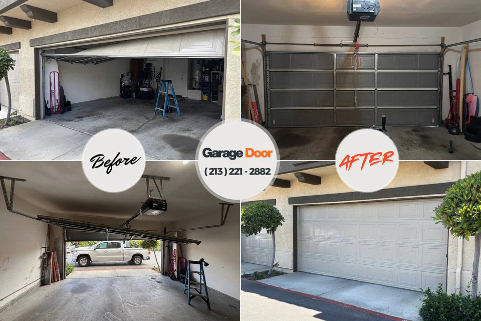 Before and after: garage door repair Snyder, OK